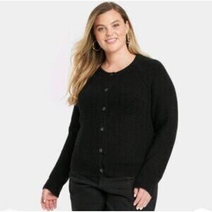 Universal thread women’s cozy, crewneck, button-up cardigan, size XS black NWT